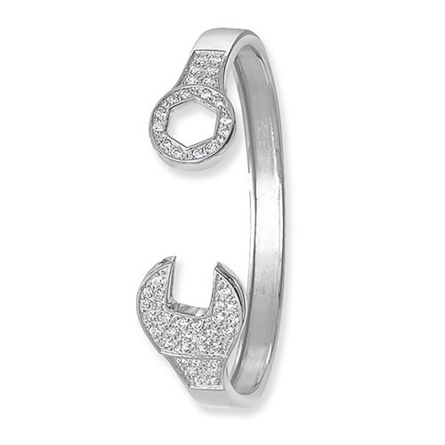 Silver Cz Spanner Bangle 