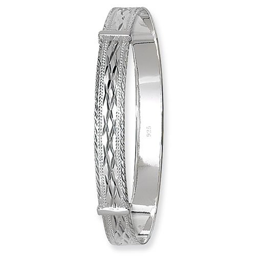 Silver Diamond Cut Expandable Bangle 