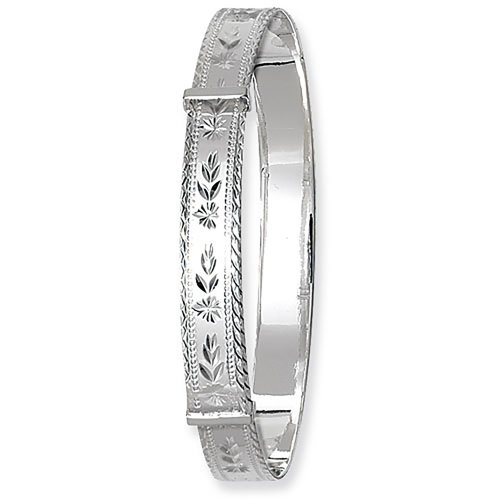 Silver Diamond Cut Expandable Bangle 