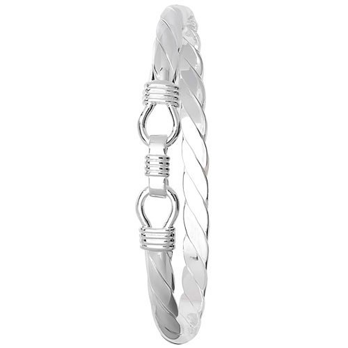 Silver Gents' Loop Catch Twisted Bangle 