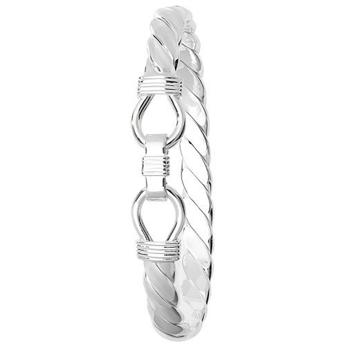 Silver Gents' Loop Catch Twisted Bangle 