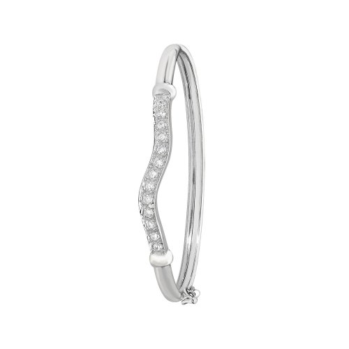 Silver Babies' Cz Wavy Hinged Bangle 