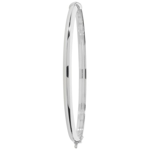 Silver Hinged Oval Bangle 