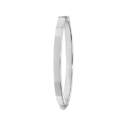 Silver Babies' Square Tube Hinged Oval Bangle 