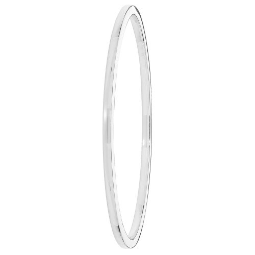 Silver Square Tube Plain Oval Bangle 
