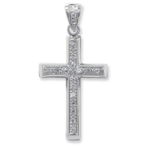 Silver Cz Cross Pendant 