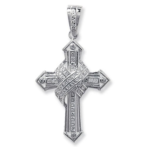 Silver Cz Cross Pendant 