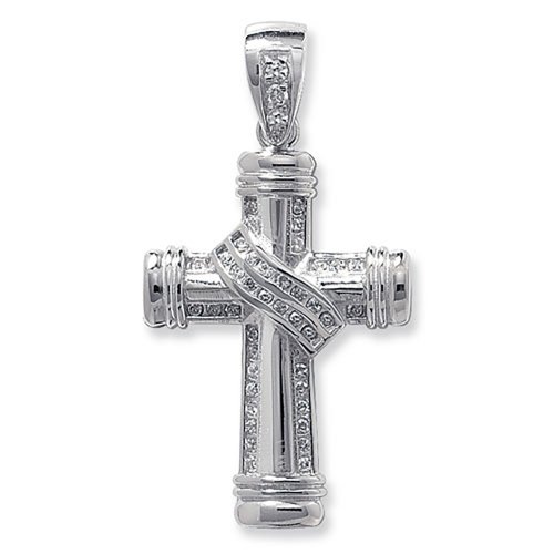 Silver Cz Cross Pendant 
