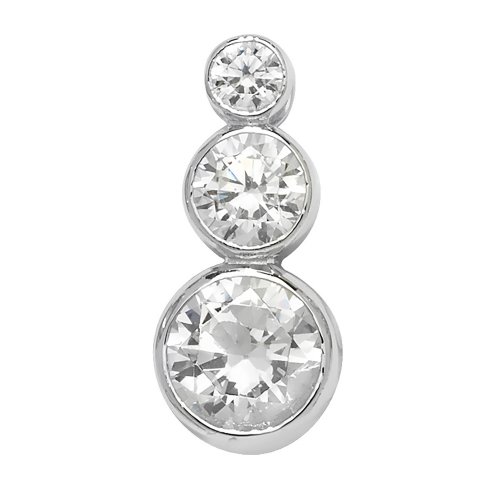 Silver Triple Cz Bezel Set Pendant 
