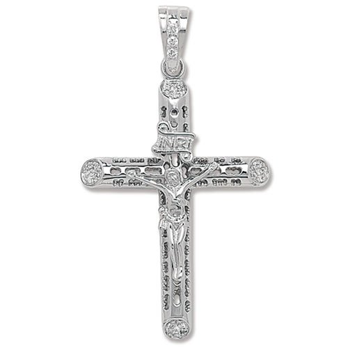 Silver Cz Crucifix Pendant 