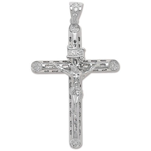 Silver Cz Crucifix Pendant 