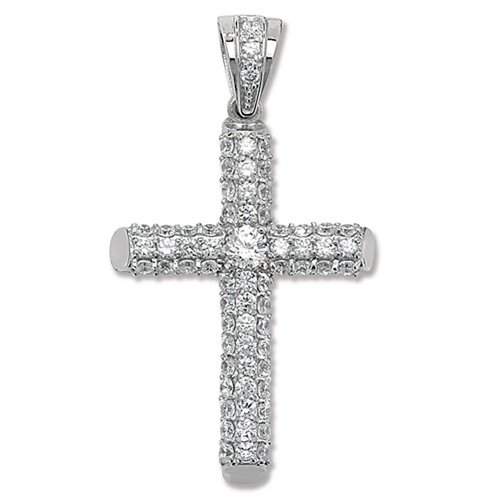 Silver Cz Cross Pendant 