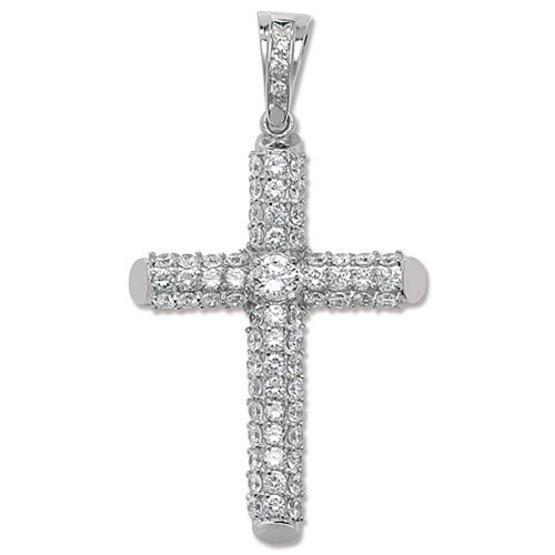 Silver Cz Cross Pendant 