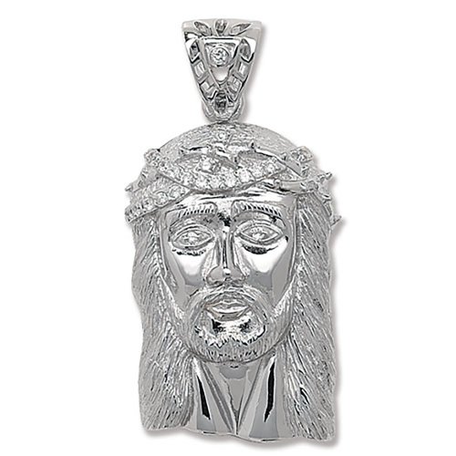 Silver Cz Jesus Christ Pendant 
