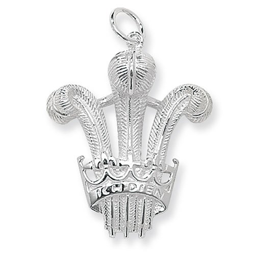 Silver Prince Of Wales 3 Feather Pendant 