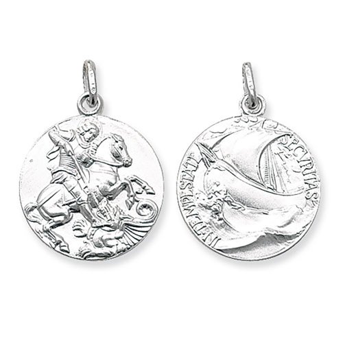 Silver St George Double Sided Round Pendant 