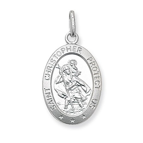 Silver St Christopher Oval Pendant 