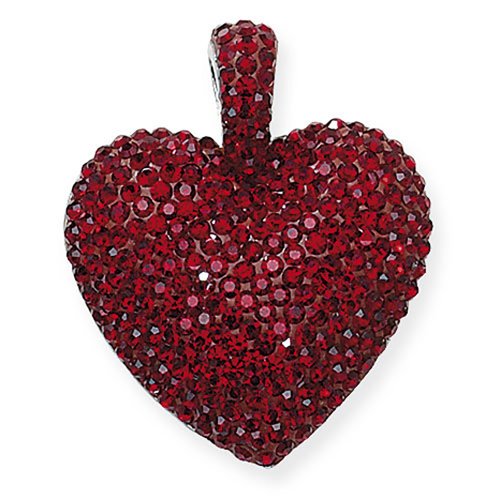 Silver Red Crystal Heart Pendant 