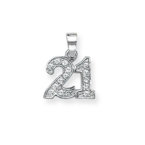 Silver 21st Birthday Cz Pendant 