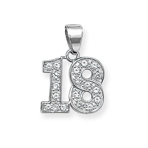Silver 18th Birthday Cz Pendant 