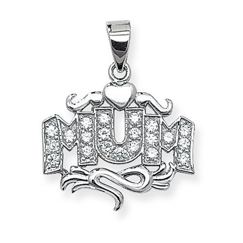 Silver Cz Mum Pendant 