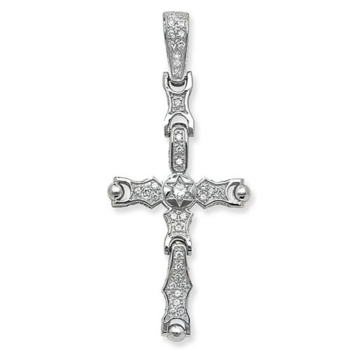 Silver Cz Movable Cross Pendant 