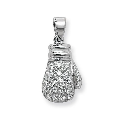Silver Cz Boxing Glove Pendant 