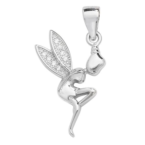 Silver Cz Tinkerbell Pendant 