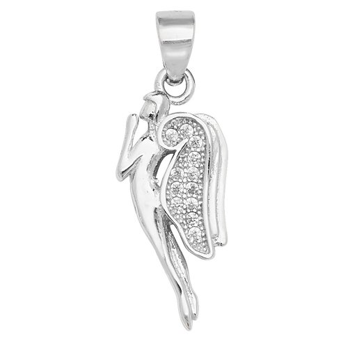 Silver Cz Angel Pendant 