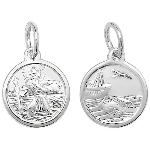 Silver St Christopher Double Sided Round Pendant 