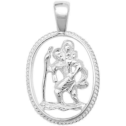 Silver St Christopher Cut Out Pendant 