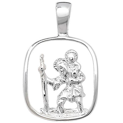 Silver St Christopher Cut Out Pendant 