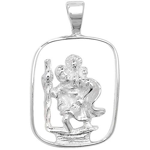 Silver St Christopher Cut Out Pendant 