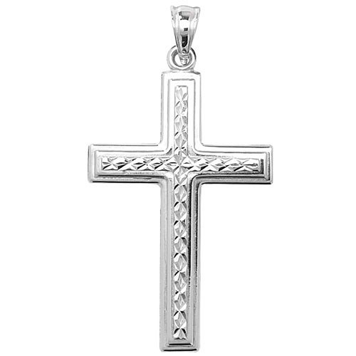 Silver Diamond Cut Cross Pendant 