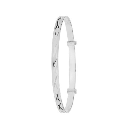 Silver Babies' Dimaond Cut Expandable Bangle 