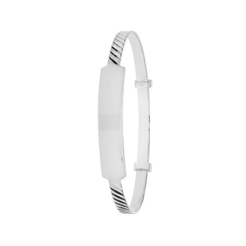 Silver Babies' Diamond Cut Expandable Id Bangle 