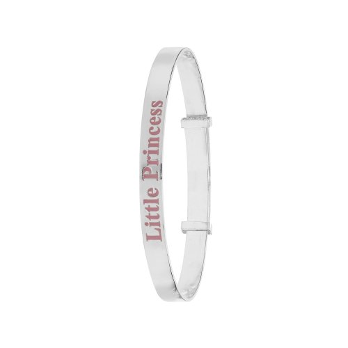 Silver Babies' Pink Little Princess Expandable Bangle 