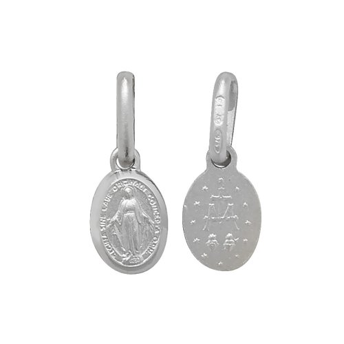 Silver Miraculous Double Sided Oval Pendant 