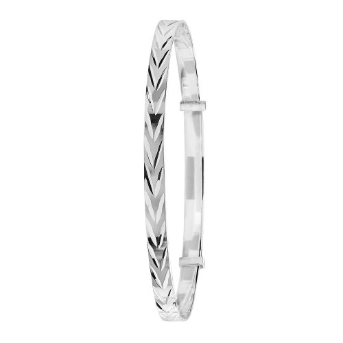 Silver Diamond Cut Expandable Bangle 