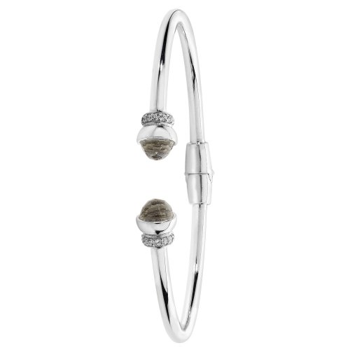 Silver Rhodium Plated Crystal And Cz Torc Bangle 