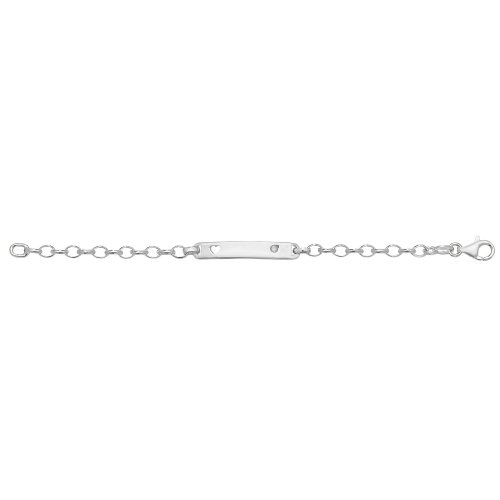 Silver Babies' Cut Out Heart And Cz Set Id Bracelet 