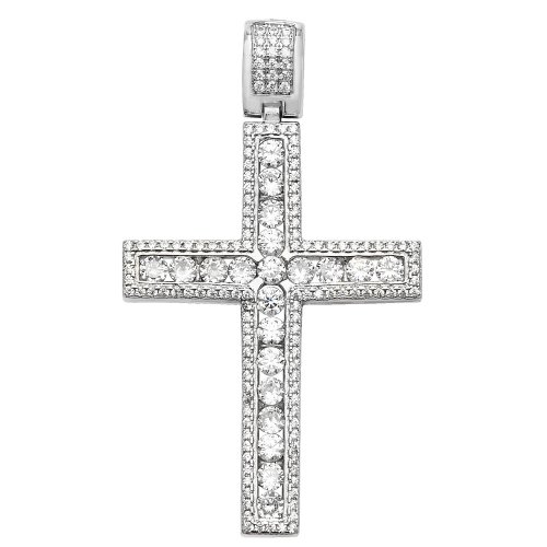 Silver Cz Cross Pendant 