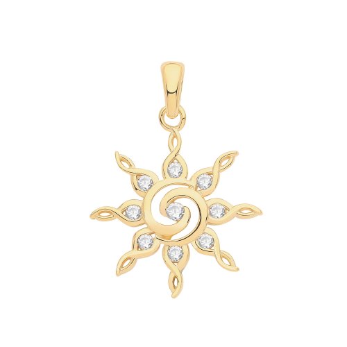 Silver Yellow Gold Plated Twirl Star Pendant 