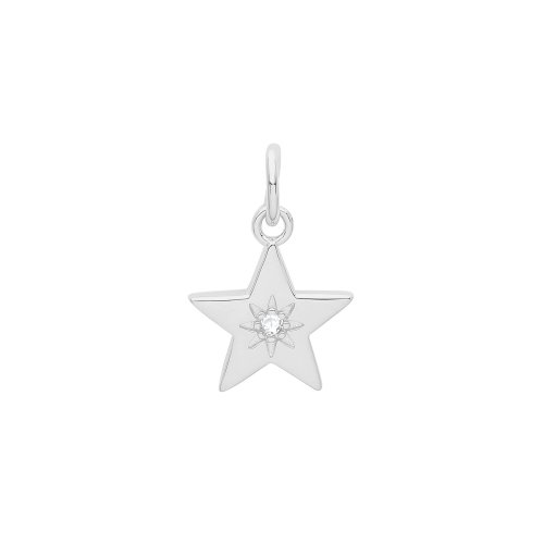 Silver Rhodium Plated Cz Set Star Pendant 
