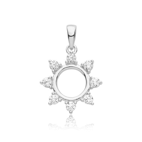 Silver Rhodium Plated Cz Circle Pendant 