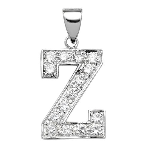 Silver Cz Initial Pendant 