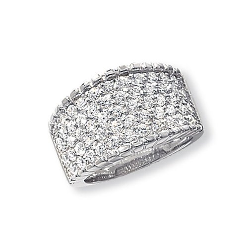 Silver 5 Row Cz Ring 