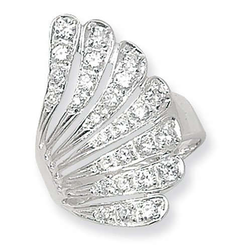 Silver Cz Fan Ring 