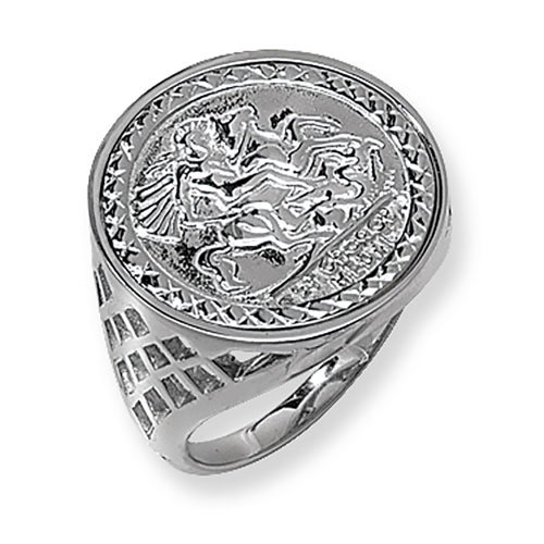 Silver Gents' St George Coin Basket Ring 