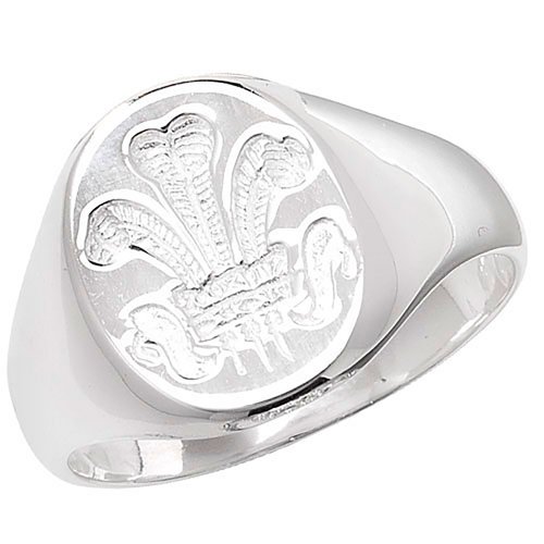 Silver Gents' Prince Of Wales Feathers Ring 